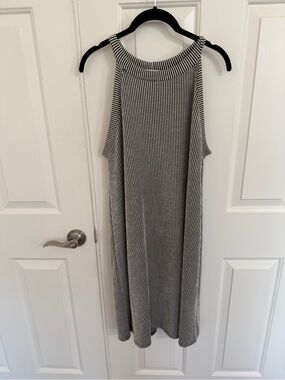 Wilde XL Black White Stripe Sleeveless Midi Dress Swing A Line Minimalist